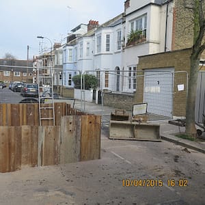 fenced area showing the work in progress