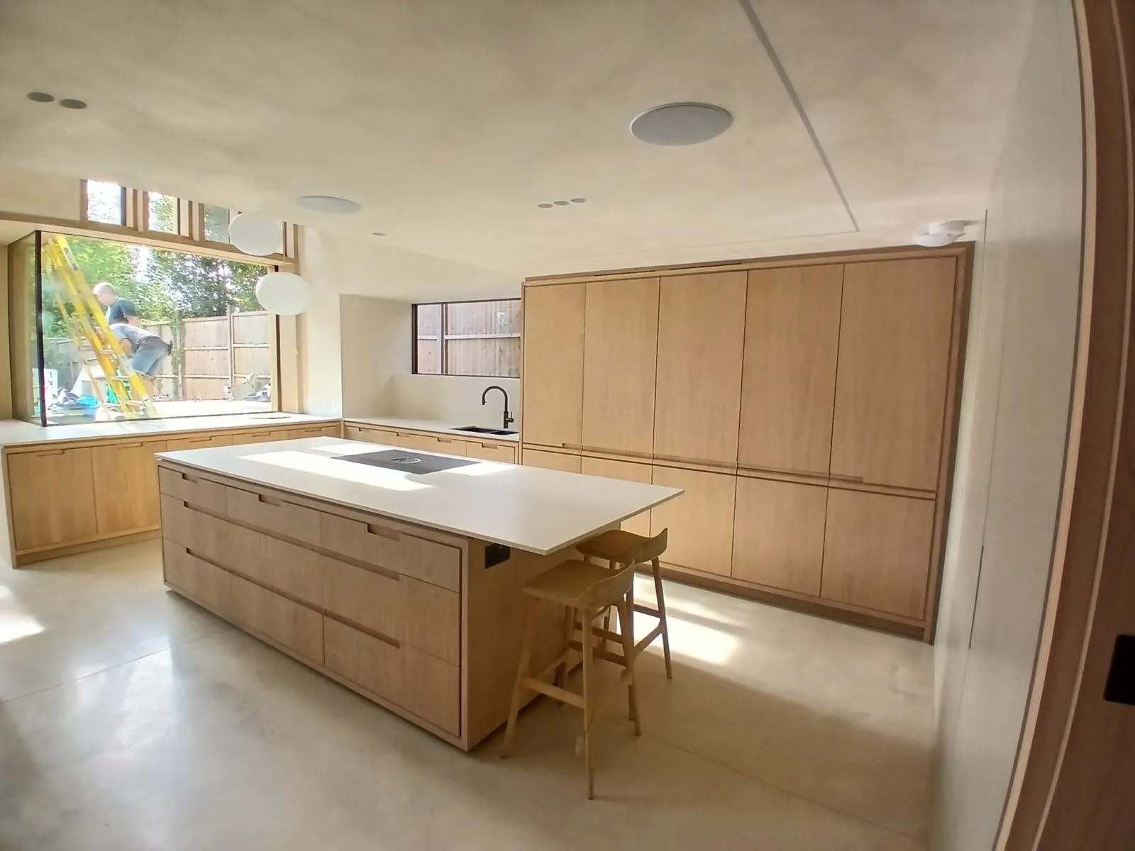 Bespoke light oak kitchen and central island